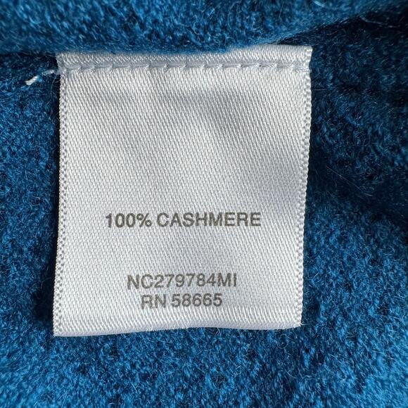 Nordstrom 100% Cashmere Cardigan Sweater Large Blue Crewneck Soft - Picture 9 of 10
